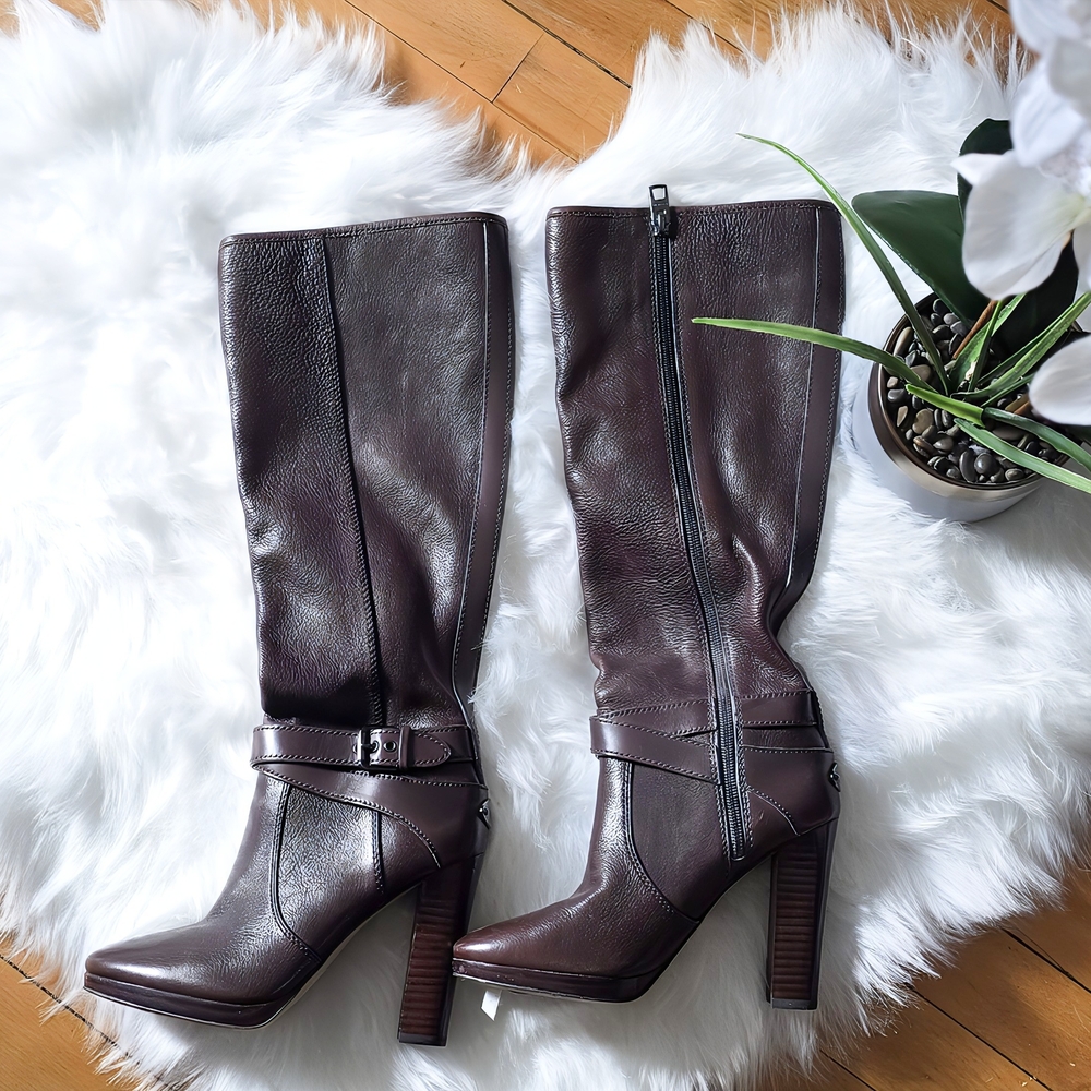 Coach Rich Brown Leather Heeled Boots